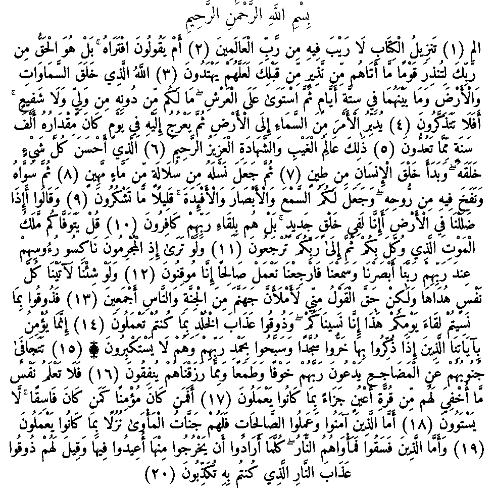 Texte arabe — Quelques sourates et leurs bienfaits