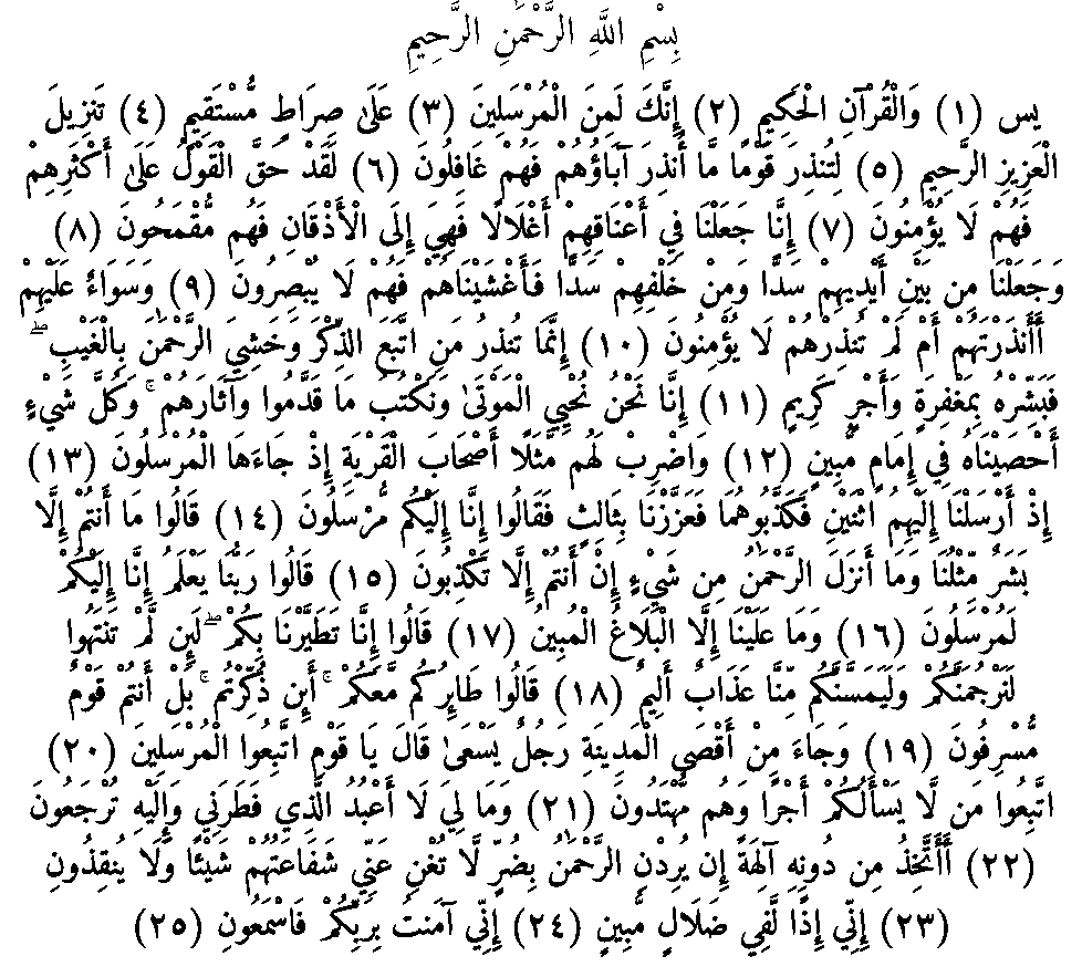 Texte arabe — Quelques sourates et leurs bienfaits