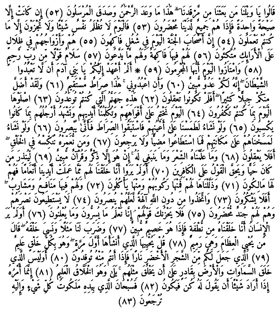 Texte arabe — Quelques sourates et leurs bienfaits