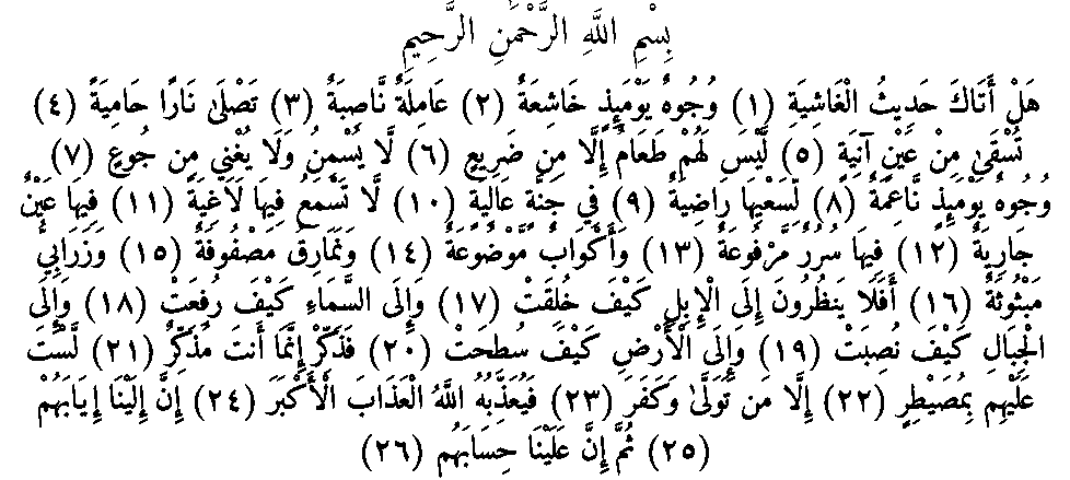 Texte arabe — Quelques sourates et leurs bienfaits
