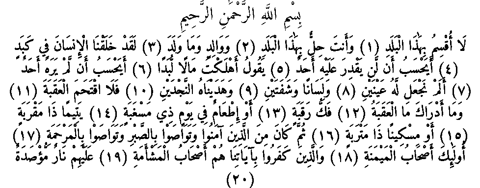 Texte arabe — Quelques sourates et leurs bienfaits