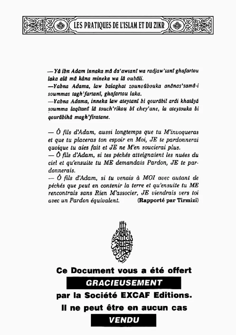 Page 2 du chapitre Le ZIKR