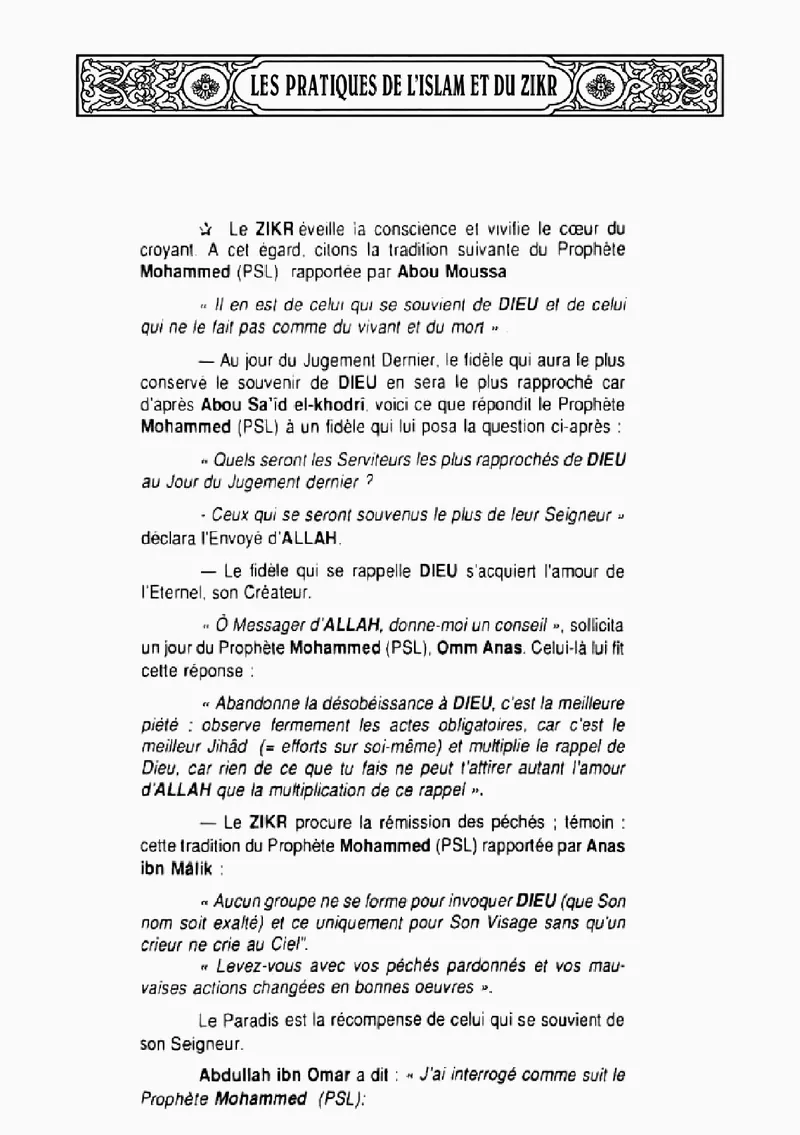 Page 5 du chapitre Le ZIKR