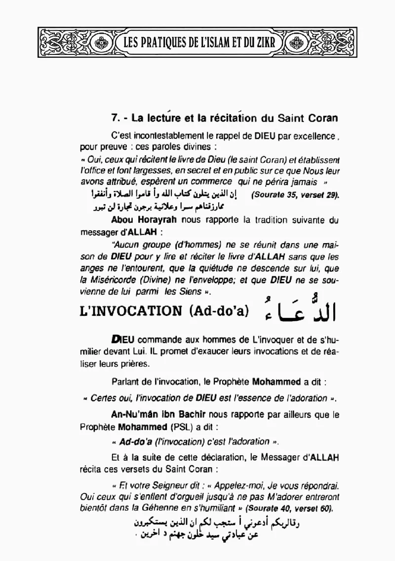 Page 10 du chapitre Le ZIKR