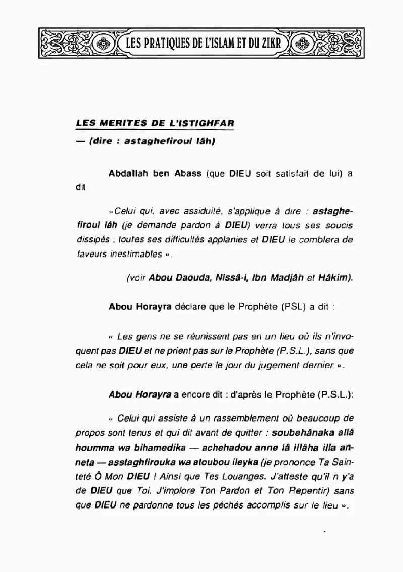 Page 18 du chapitre Le ZIKR