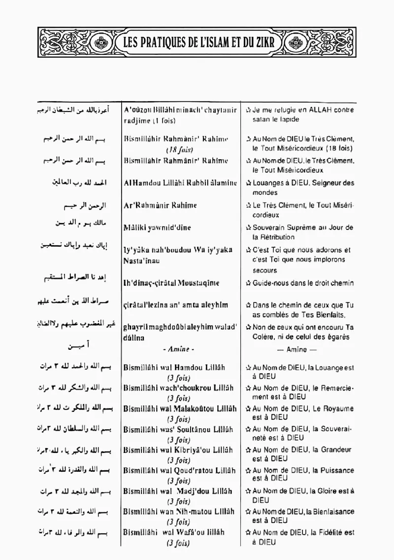 Page 19 du chapitre Le ZIKR