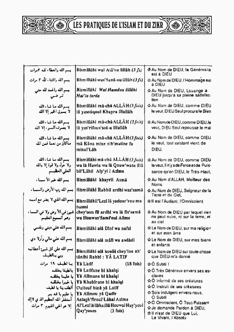 Page 20 du chapitre Le ZIKR