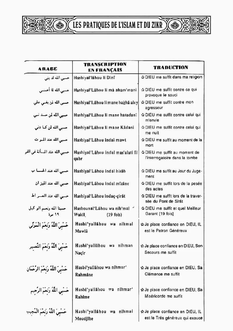 Page 23 du chapitre Le ZIKR