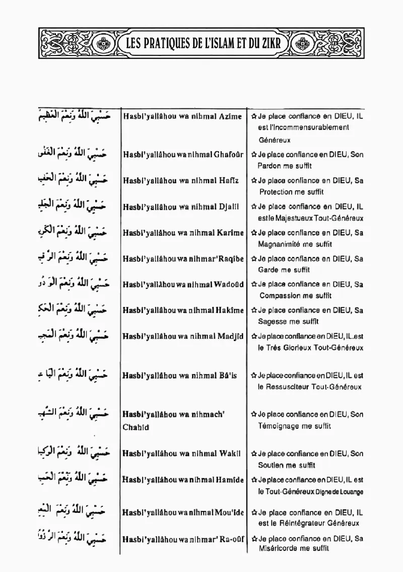 Page 25 du chapitre Le ZIKR