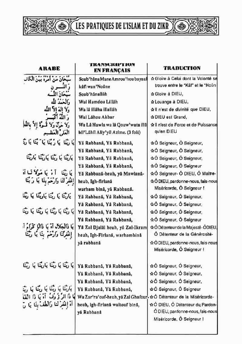 Page 33 du chapitre Le ZIKR