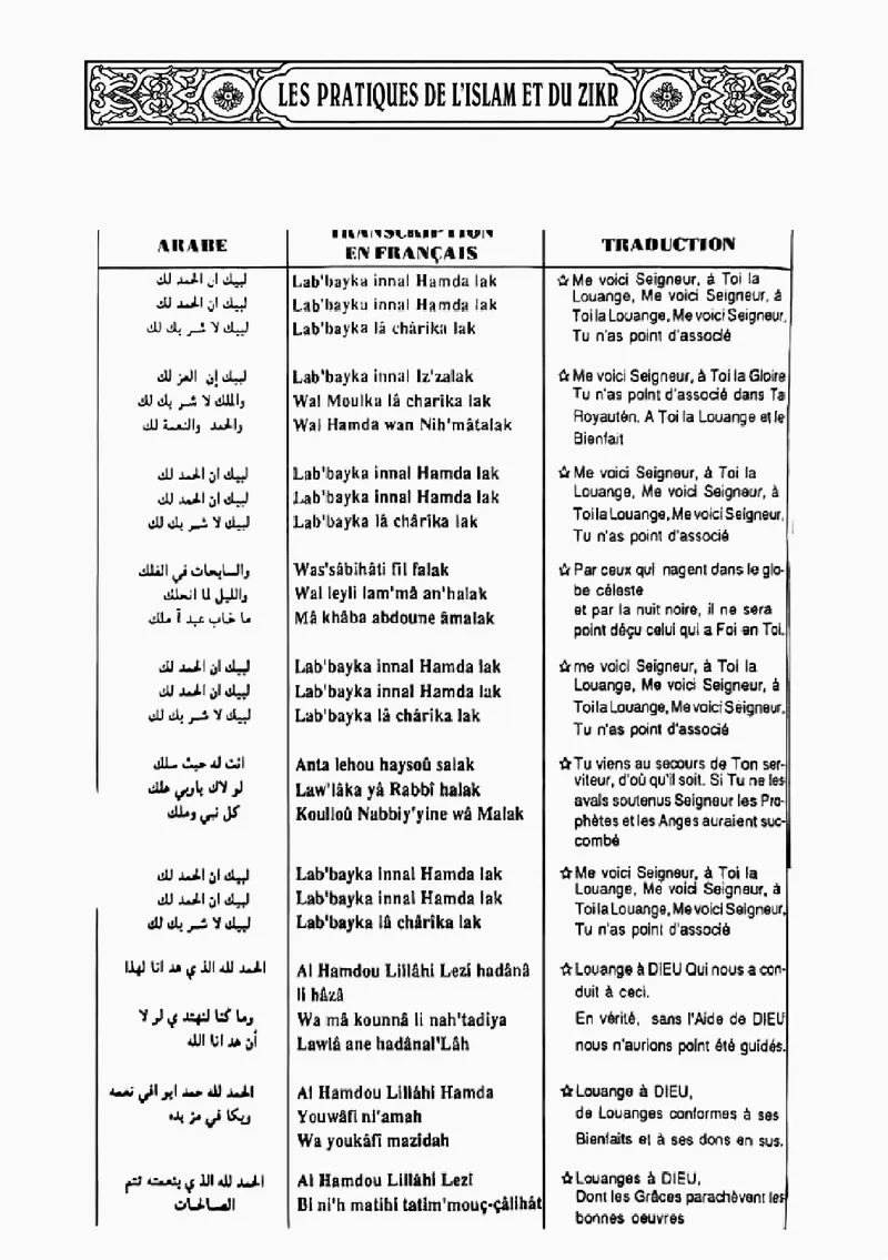 Page 36 du chapitre Le ZIKR