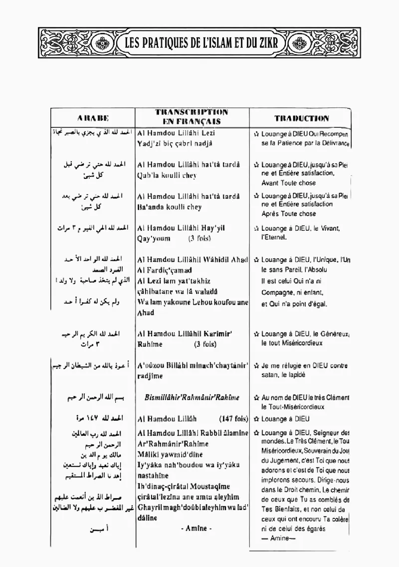 Page 38 du chapitre Le ZIKR