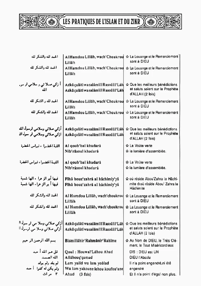Page 39 du chapitre Le ZIKR