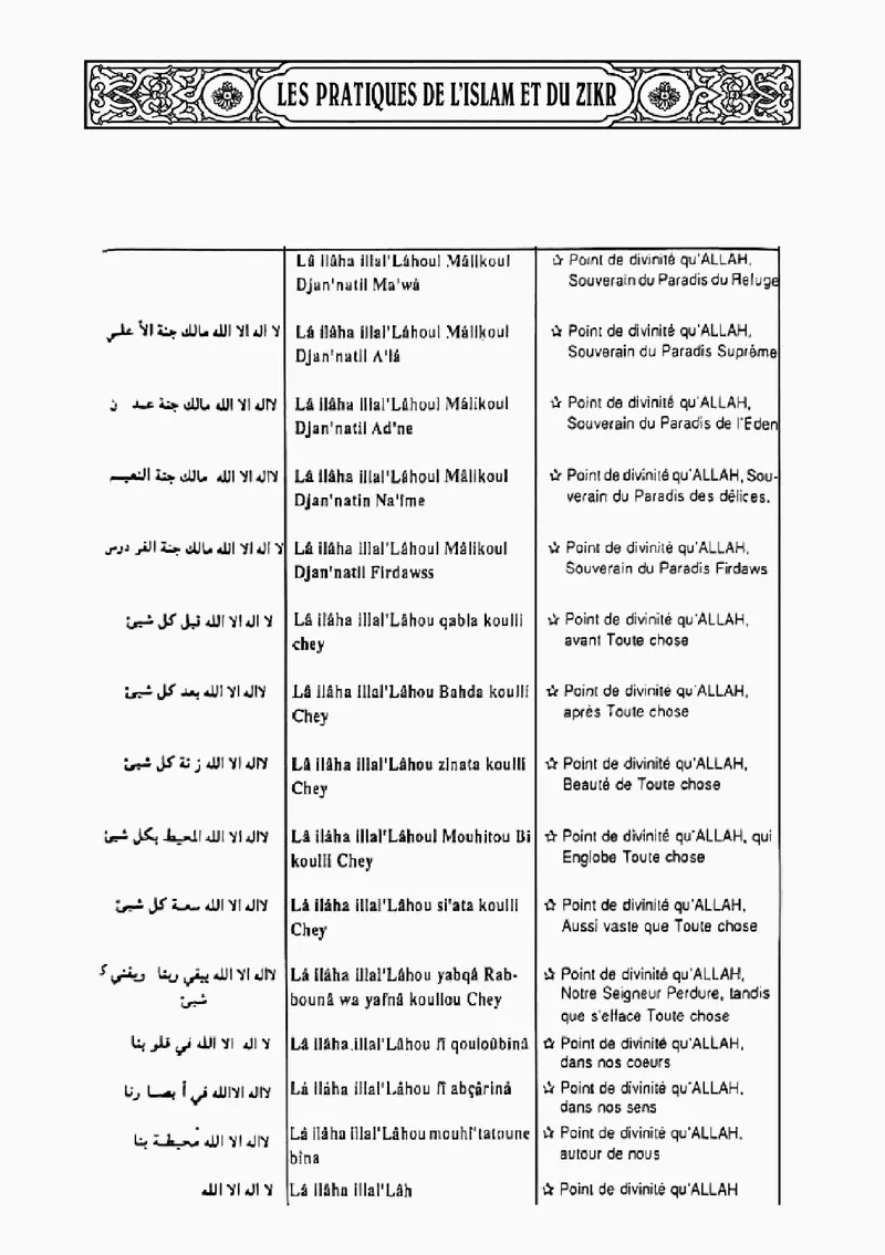 Page 43 du chapitre Le ZIKR