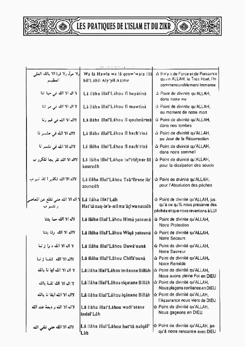 Page 44 du chapitre Le ZIKR