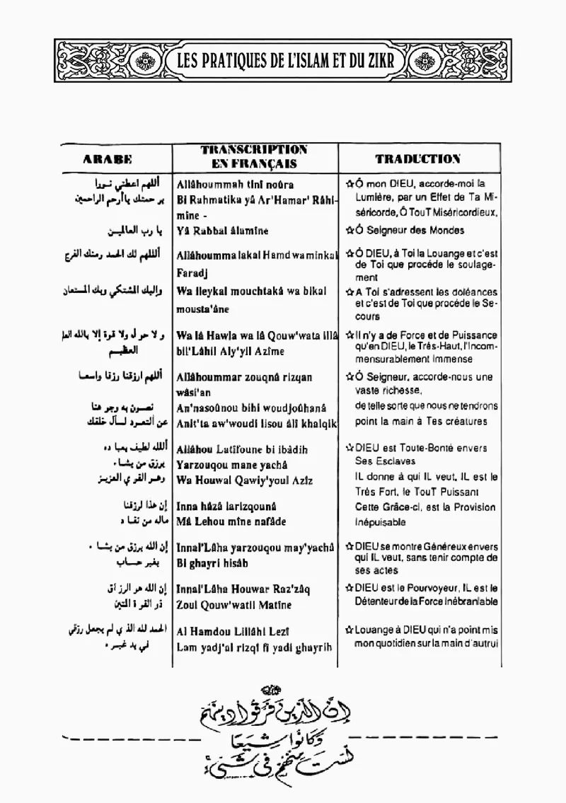 Page 49 du chapitre Le ZIKR