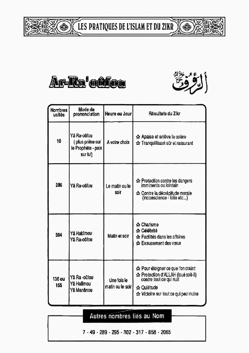 Page 304 du livre — Ar-Ra'oûfou